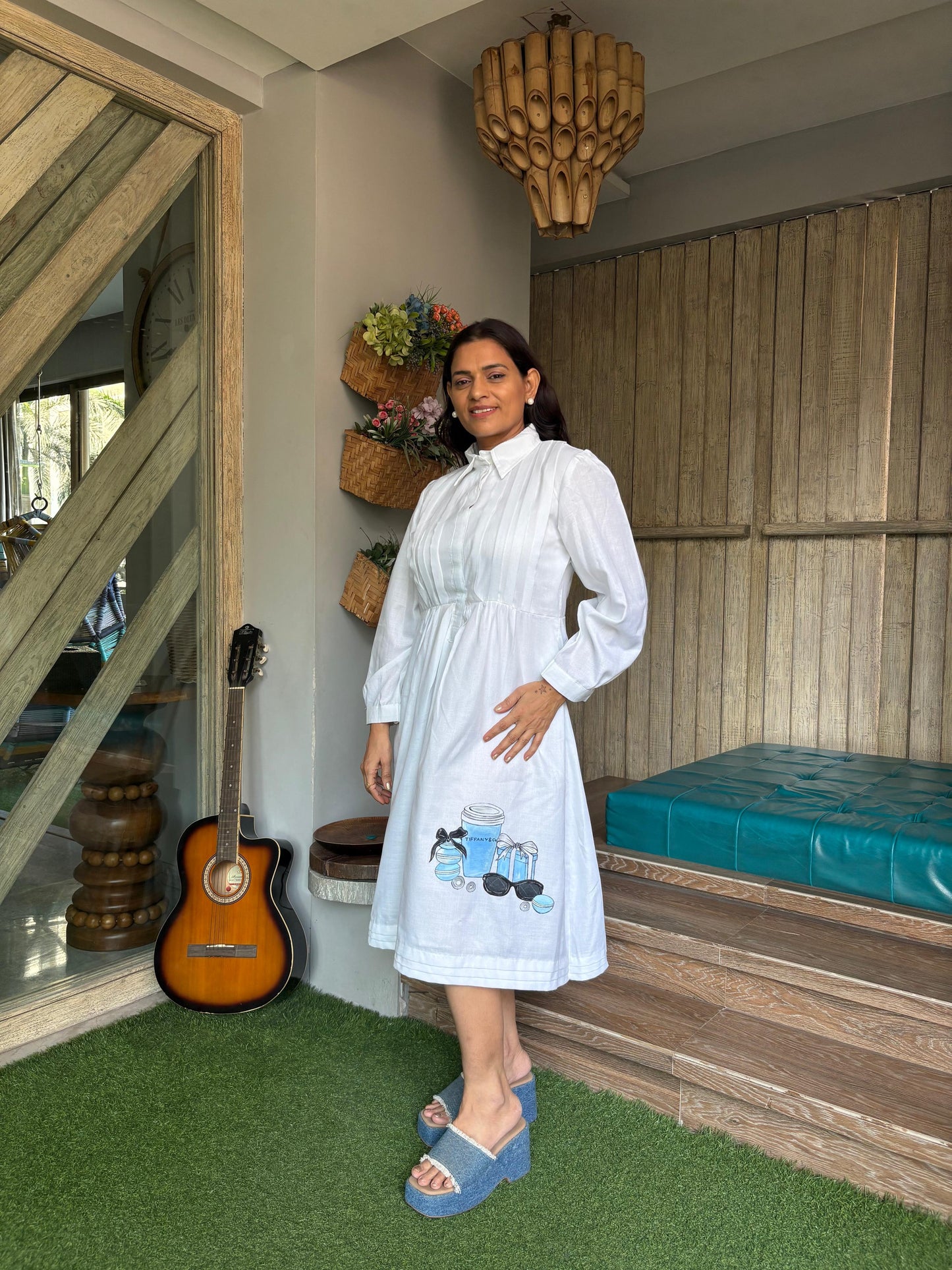 Parisian Mood Hand-Painted Shirt Dress