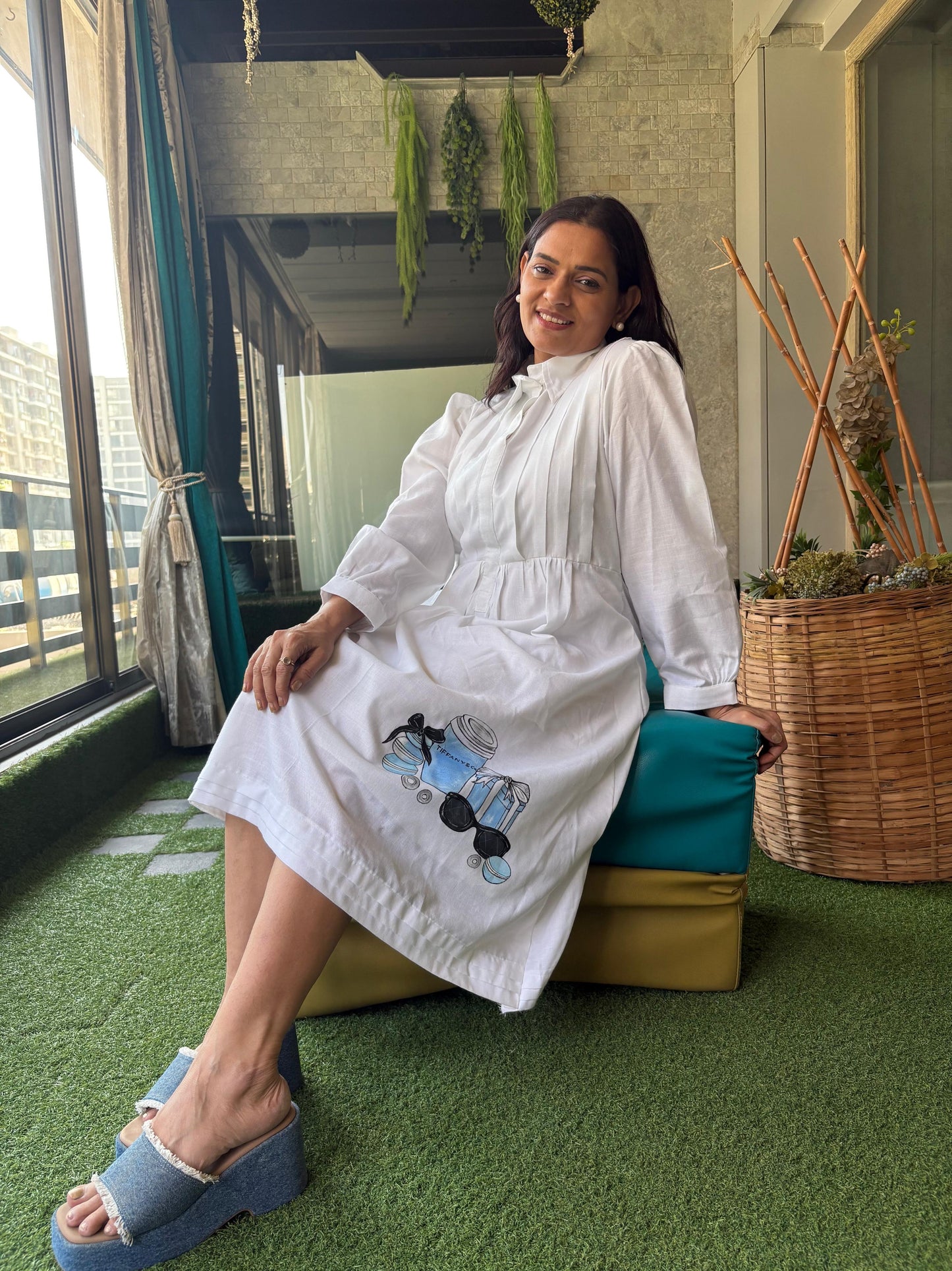 Parisian Mood Hand-Painted Shirt Dress